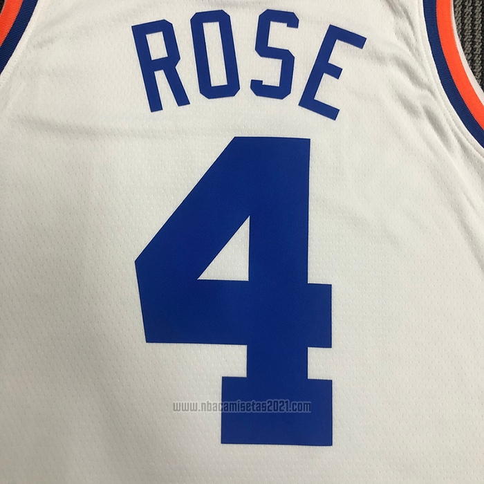 Camiseta New York Knicks Derrick Rose #4 75th Anniversary Blanco